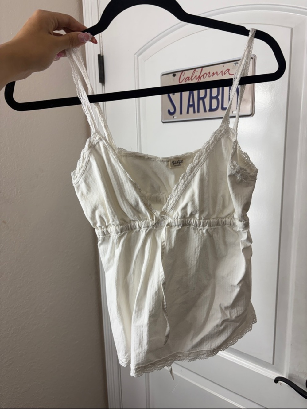 Brandy Melville White Lace-Trim Camisole